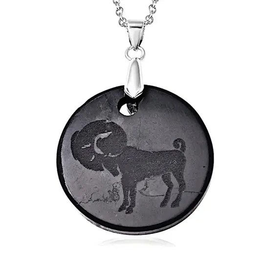 Aries Zodiac Shungite Necklace in Sterling Silver 925