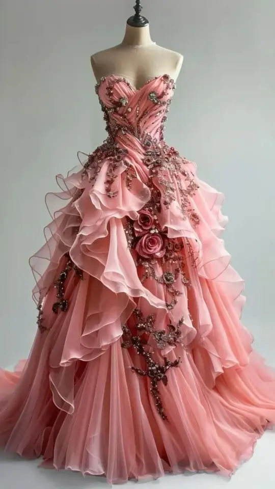 Pink tube top waist pleated slim elegant dress, prom dress R5296