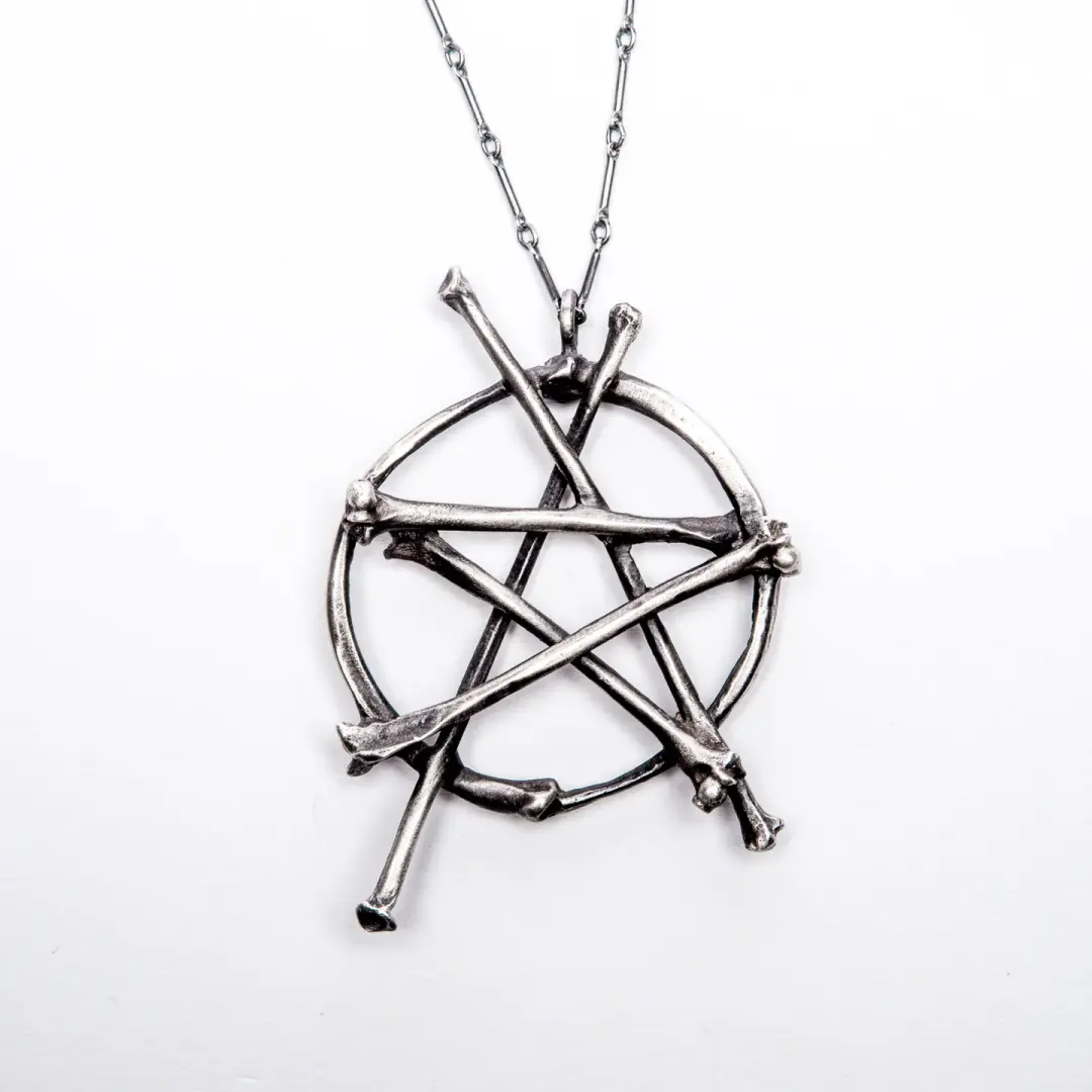 * Ready to Ship * Mini Snake Rib & Bat Wing Bone Pentacle Necklace