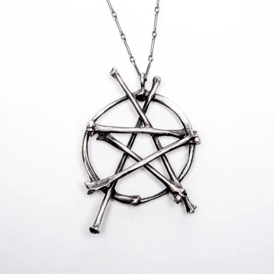 * Ready to Ship * Mini Snake Rib & Bat Wing Bone Pentacle Necklace