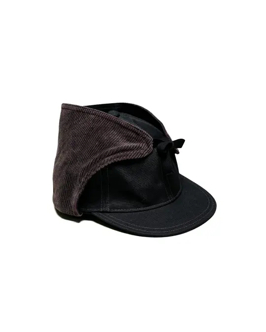 The Real McCoy's BA25103 Buco Cotton Canvas Windproof Riding Cap Black