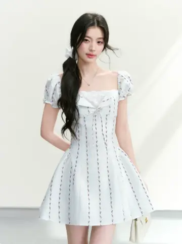 Minimalist Pale Blue Homecoming Dress A-Line Square Striped Corset Mini Birthday Dress RS713