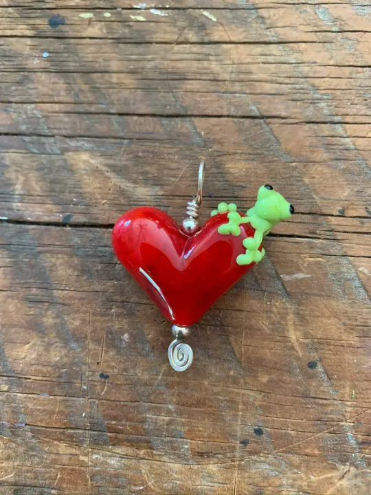 Red Frog Heart Pendant
