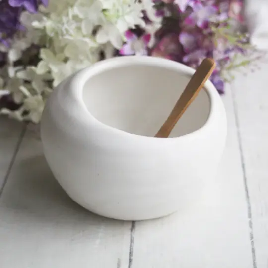 Salt Cellar in Matte White Glaze, Handcrafted Stoneware Pottery Salt Pig, Made in USA