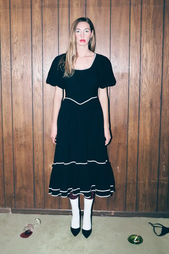 1 left - Ric Rac Folk Dress Soft Linen Black