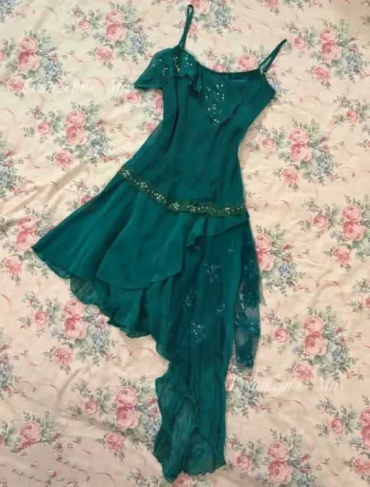 Flowy Green Homecoming Dress ,A-Line Spaghetti Straps Asymmetrical Hem Short Prom Dress RS942