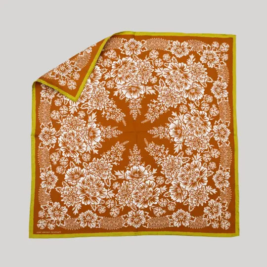 Silk Twill Scarf - Blossom in Tobacco