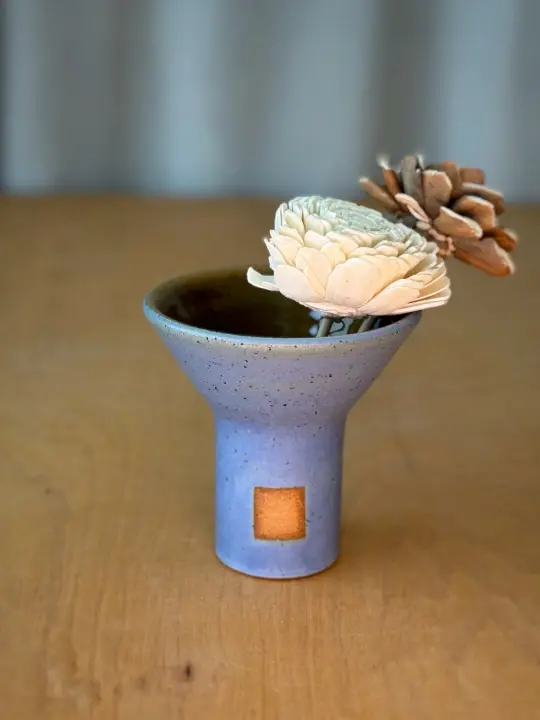 Vase - Denim Blue + Brown - Small