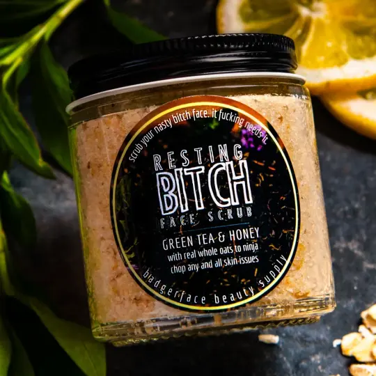 Green Tea & Honey Resting Bitch Face Scrub.