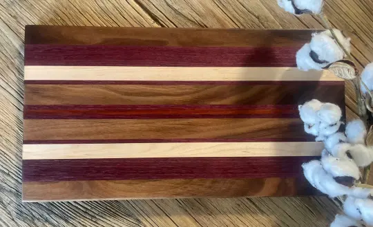 25M010 - Mixed Black Walnut, Padauk, Maple & Purpleheart Board