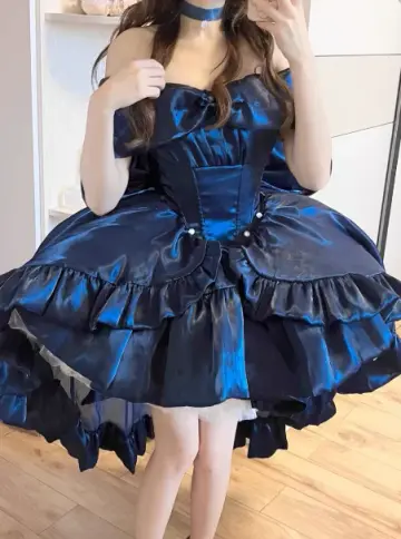 Charming Navy Homecoming Dress ,A-Line Strapless Frilled Corset Short Prom Dress RS853