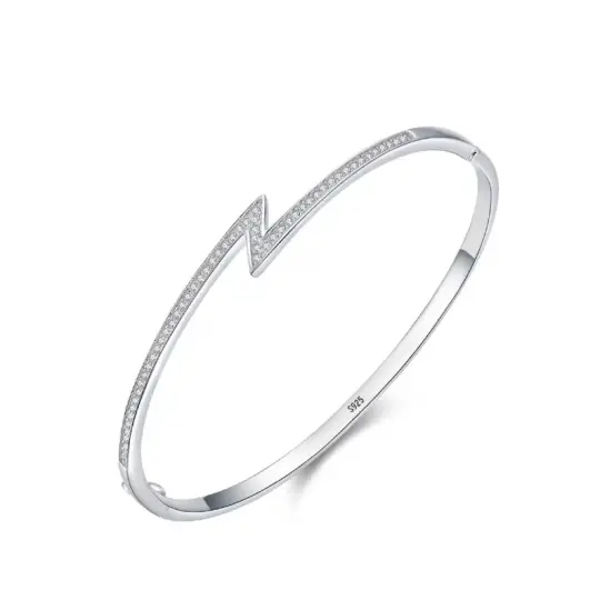 Lightning Bolt Silver Cubic Zirconia Bracelet (Silver 925)