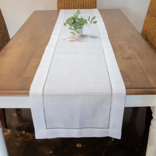 Fresh Linen Deshilado Table Runner