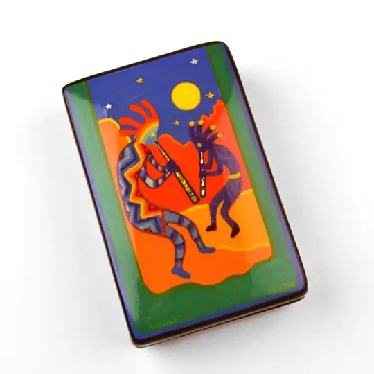 Colorful Kokopellis Lacquer Box