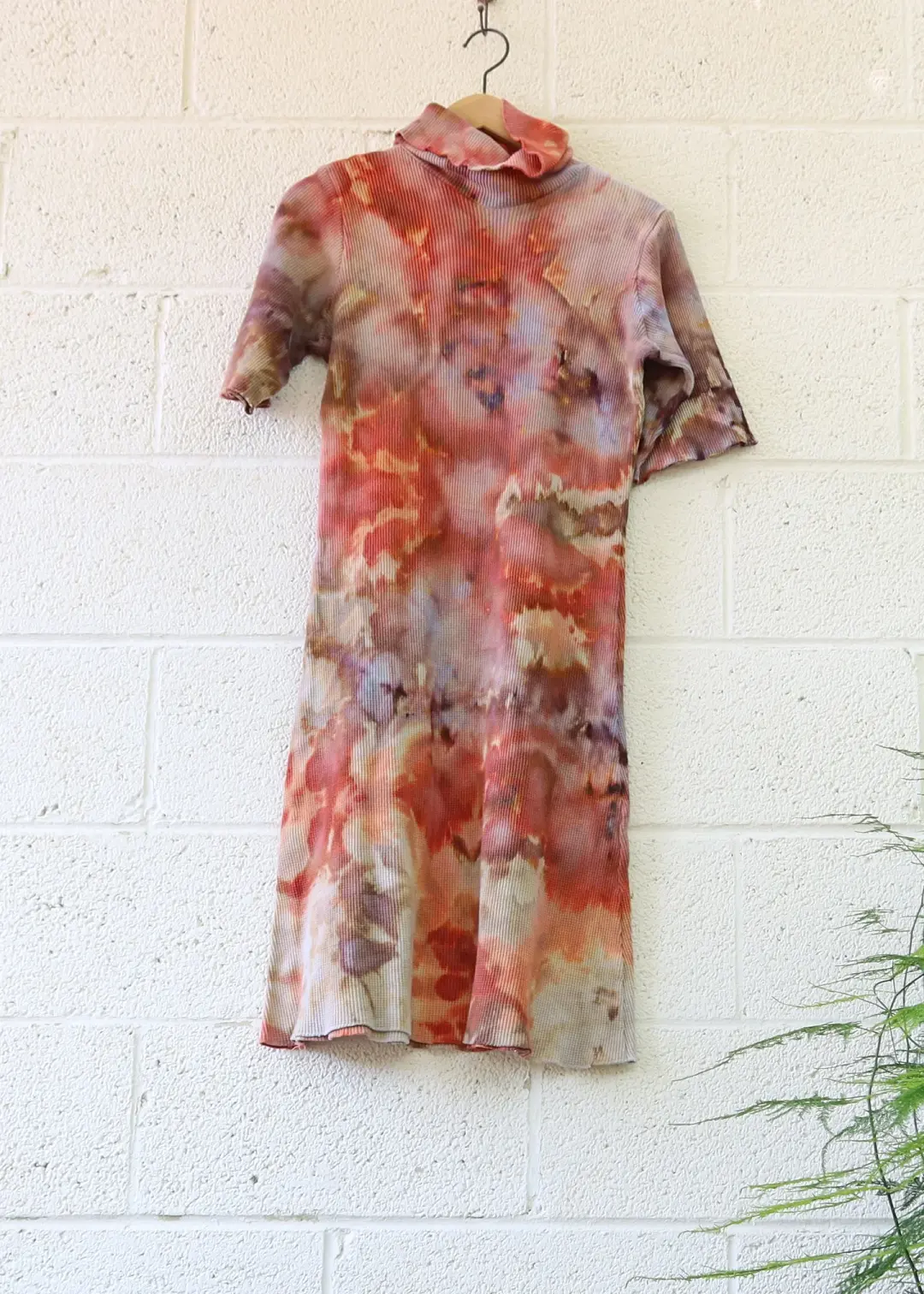 OOAK - Turtleneck Simplicity Short Dress / S / Thermal / Ice Dye (427)