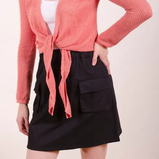 Pocket Skirt in Black Denim