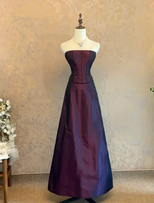 Deep Purple Strapless Waist-Cinched Long Ball Gown & Bridal Gown R7401