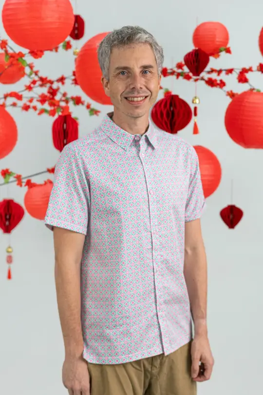 Men's Shirt - Pink Teal Mosaic