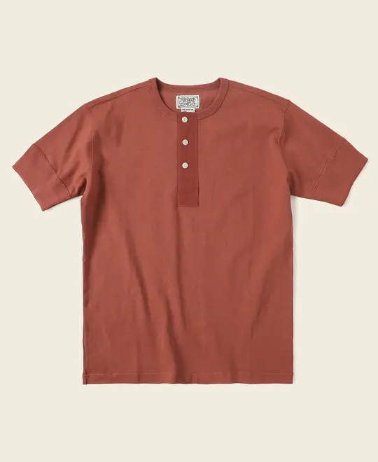 Vintage Short Sleeve Henley T-Shirt - Brick Red