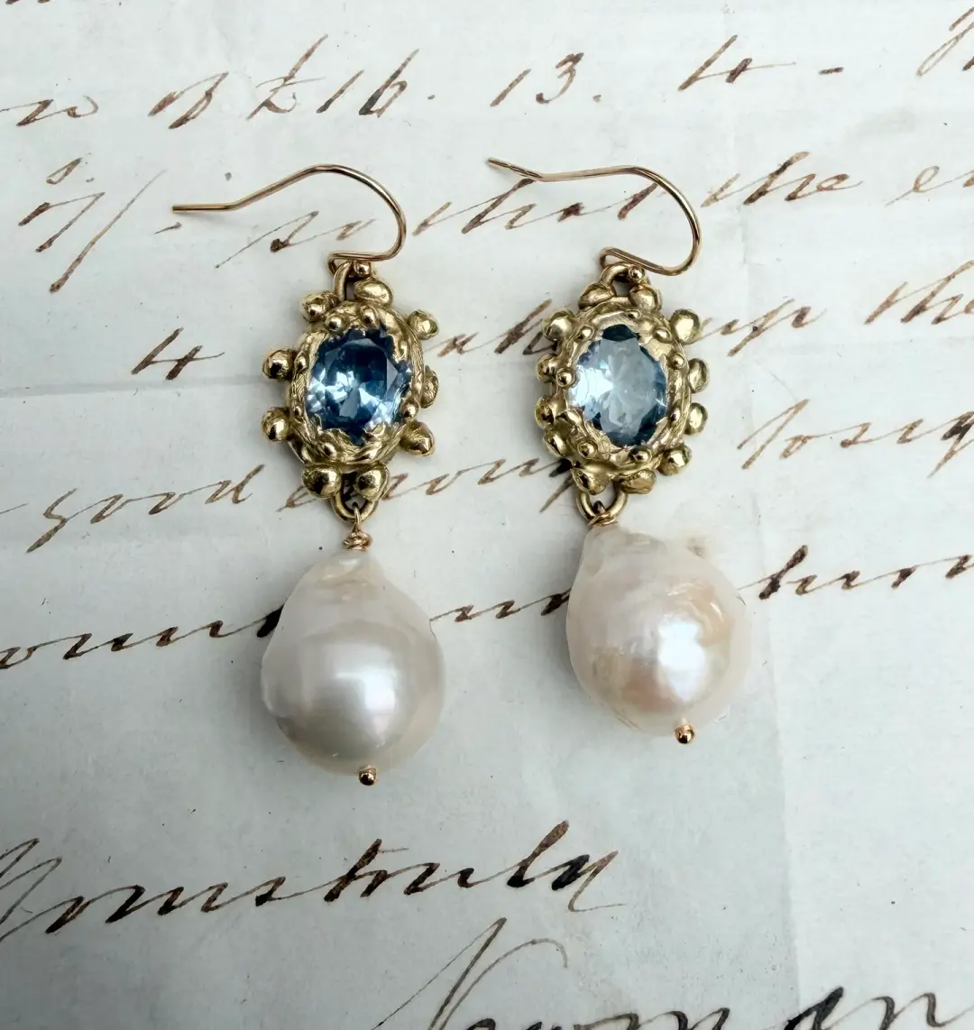 Pretty Spinel and Freshwater Pearl Earrings