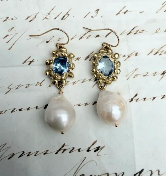 Pretty Spinel and Freshwater Pearl Earrings
