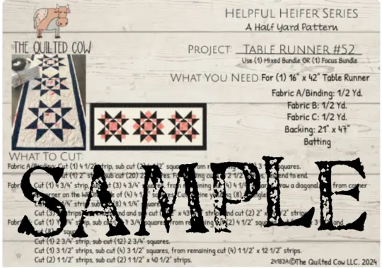 Helpful Heifer A Half Yard Pattern Table Runner #52