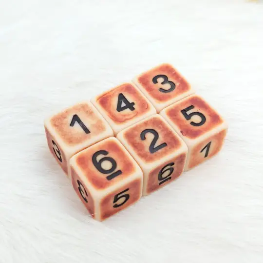 Ancient Bone D6 Set – 6 Dice for DnD Warhammer TTRPG 16mm Standard Size