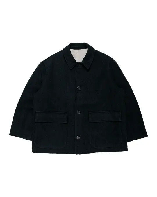 James Coward Sawed Off Mac Piece Dyed Wool Twill Black