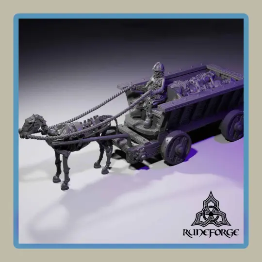 render of 28mm miniature wagon of dead bodies