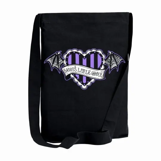 Daddy’s Little Ghoul Black & Purple Crossbody Sling Tote