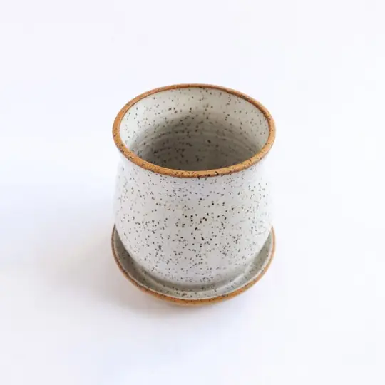 Medium Planter White Speckled Solid