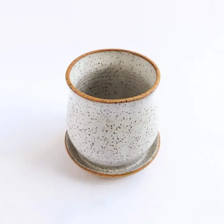 Medium Planter White Speckled Solid