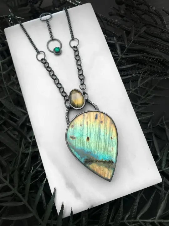 Rainbow Labradorite Statement Pendant