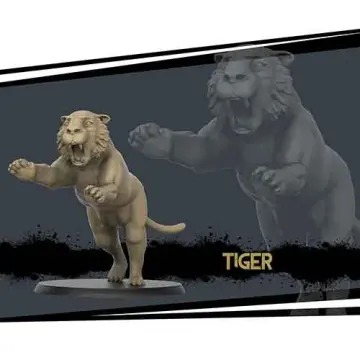 tiger miniature in 28mm scale for tabletop RPGs.