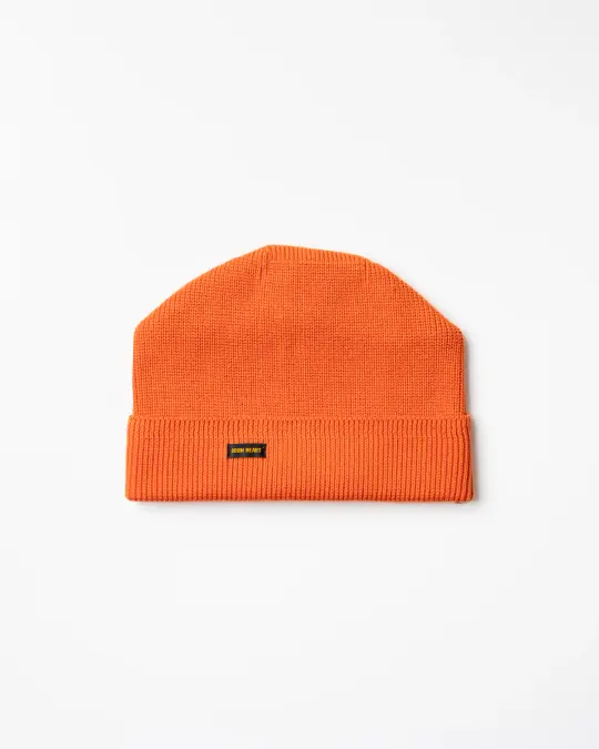100% Cotton Ribbed Beanie - Orange