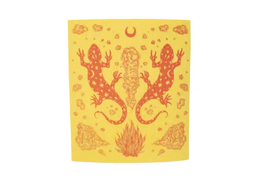 Yellow Salamander Shrine Swedish Dishcloth