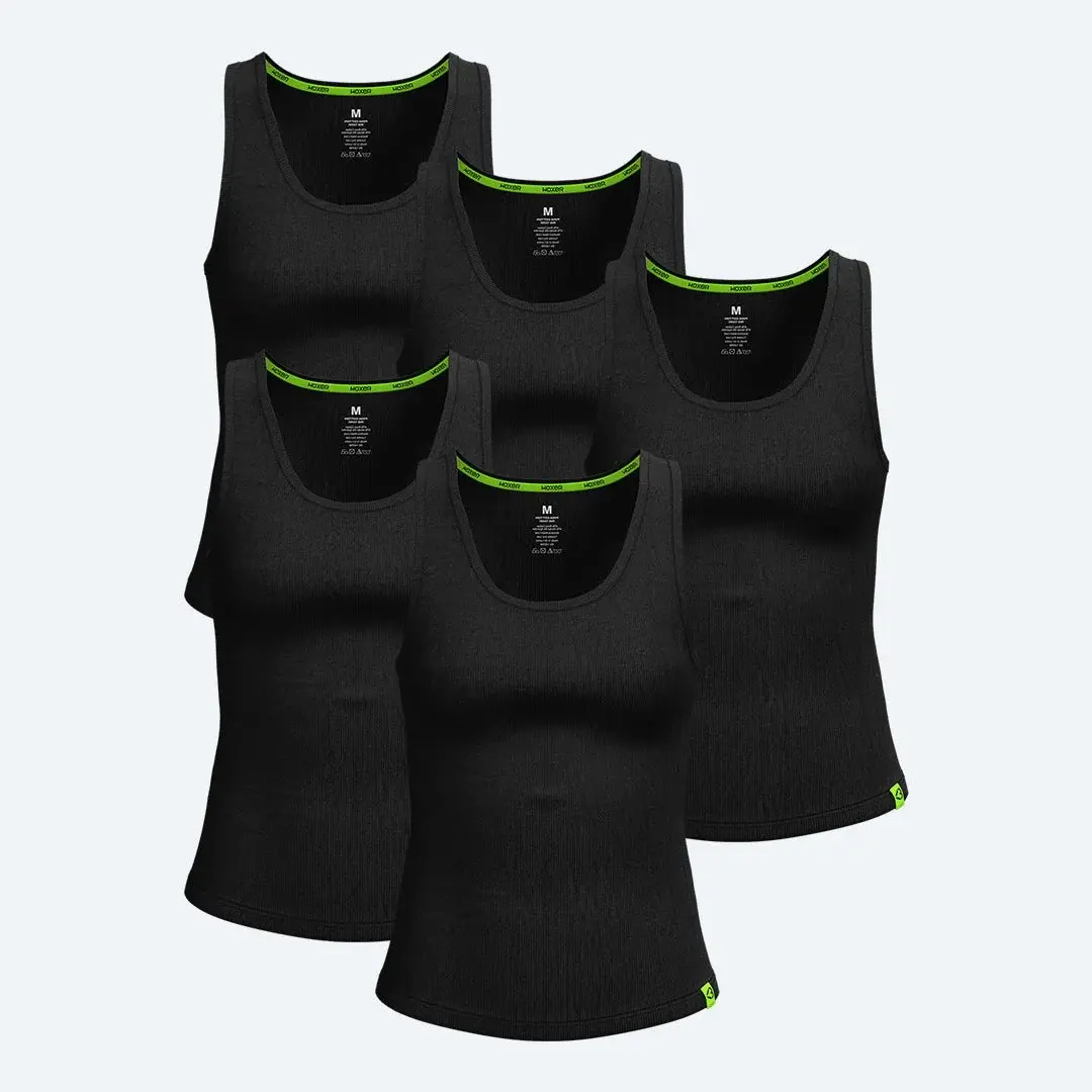 Rib Tank Black 5-Pack