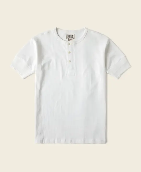 Vintage Short Sleeve Henley T-Shirt - White