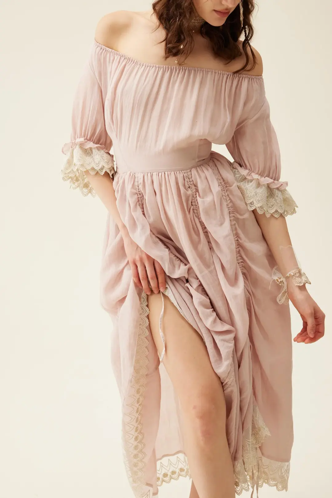 Elowen 27 | Lace Linen dress gown ( 2 way to wear )