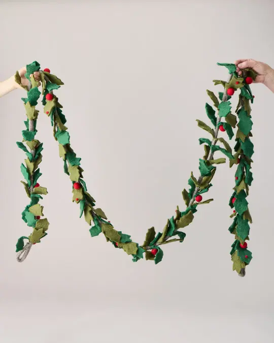Felted Holly Garland