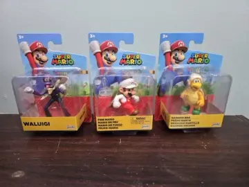 Super Mario Nintendo 2.5'' 3 Figure Lot Hammer Bro Waluigi, Fire Mario
