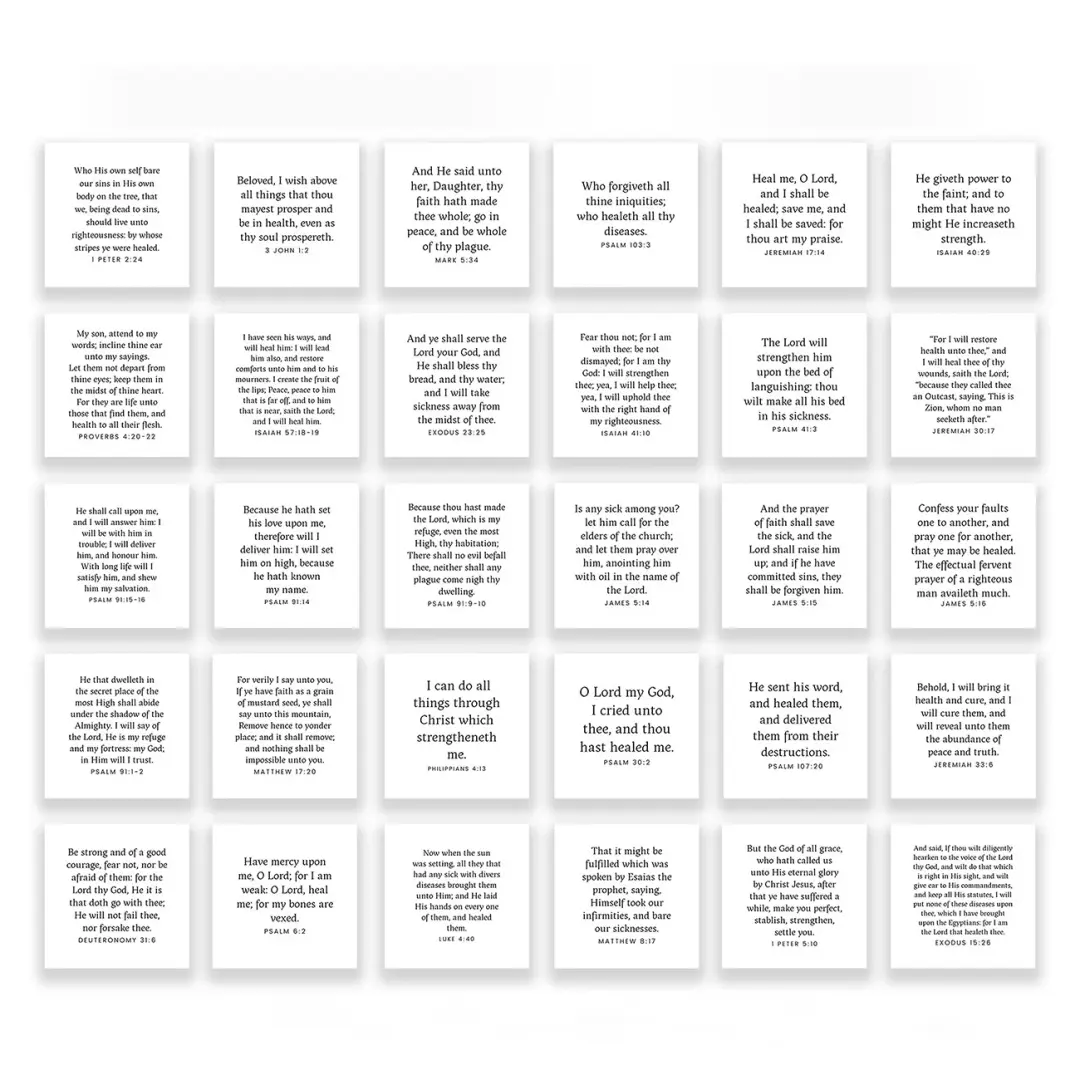 30 Precut Healing-themed Bible Verse Quilt Squares 5in