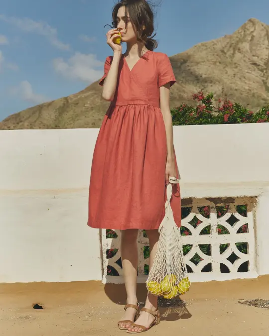Midi NERJA wrap-front linen dress