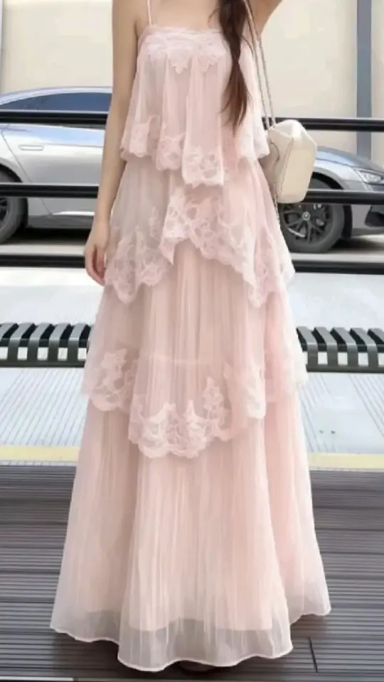 Girlish Ruffled Tulle Prom Gown Blush Pink Women's Corset Maxi Birthday Dress — Fall Outfit 2026 RS3056