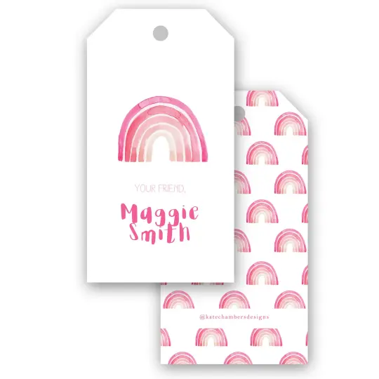 Watercolor Pink Rainbow Gift Tag