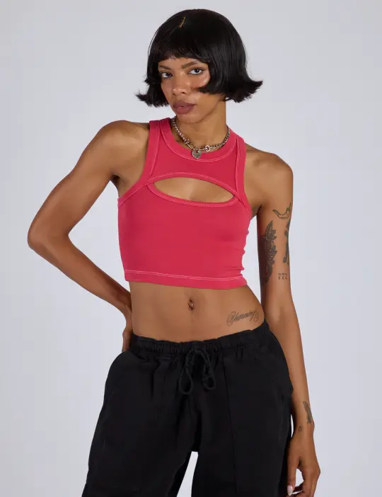 Porthole Tank - Hot Pink