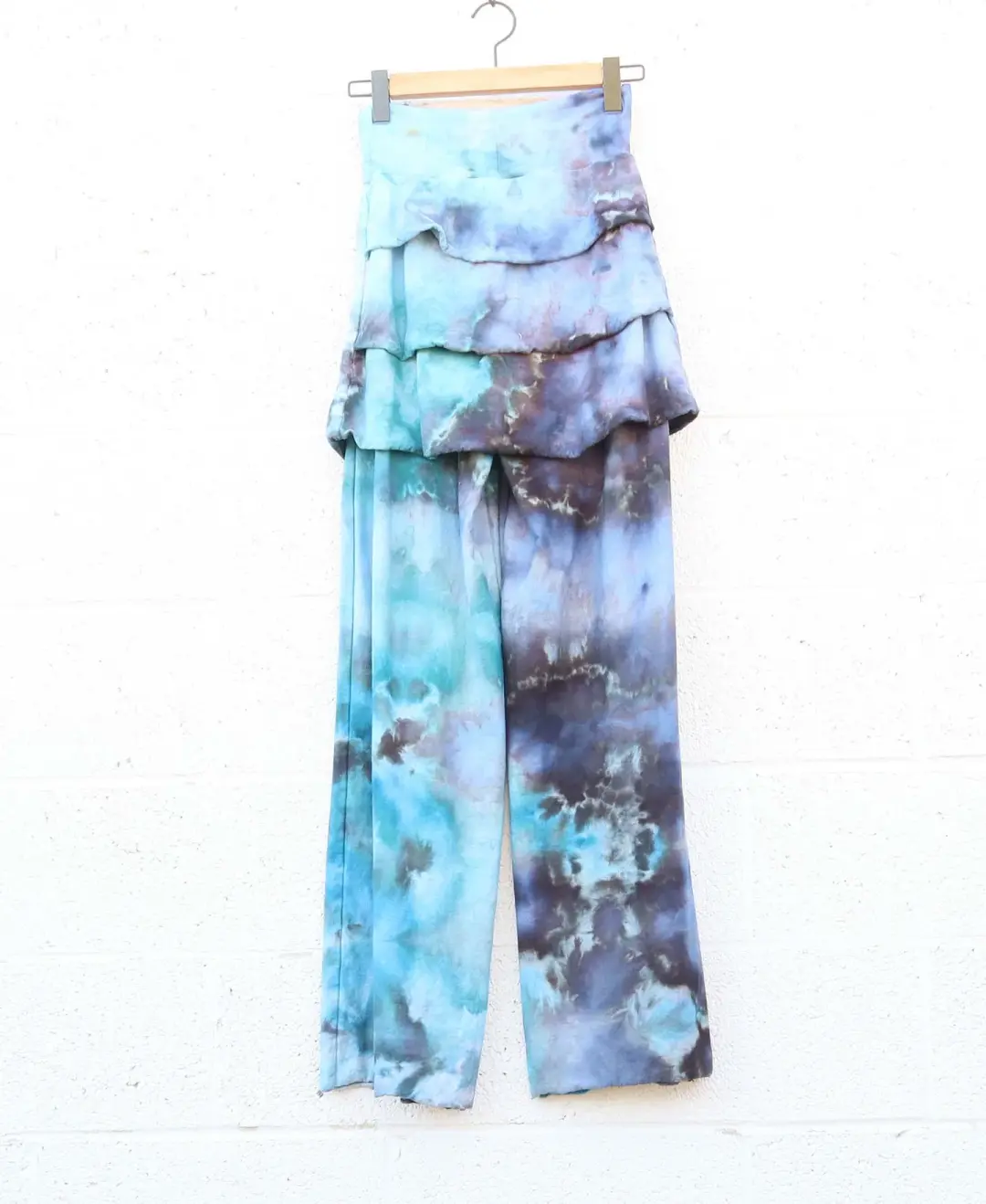 OOAK - Ruffle Butt Mini Skirted Pant / XS / Med Stretch Hemp / Ice Dye (34)