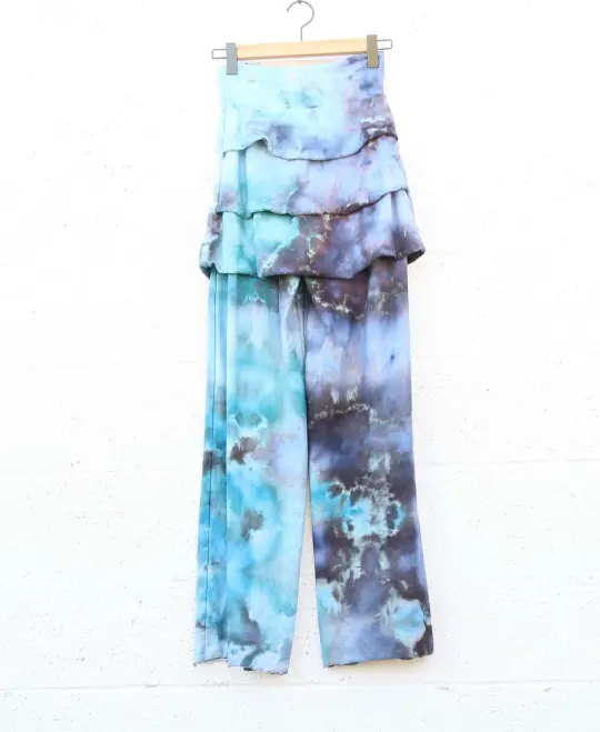 OOAK - Ruffle Butt Mini Skirted Pant / XS / Med Stretch Hemp / Ice Dye (34)