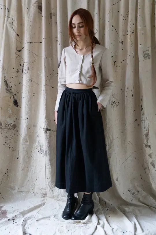 Marla Linen Skirt - Black