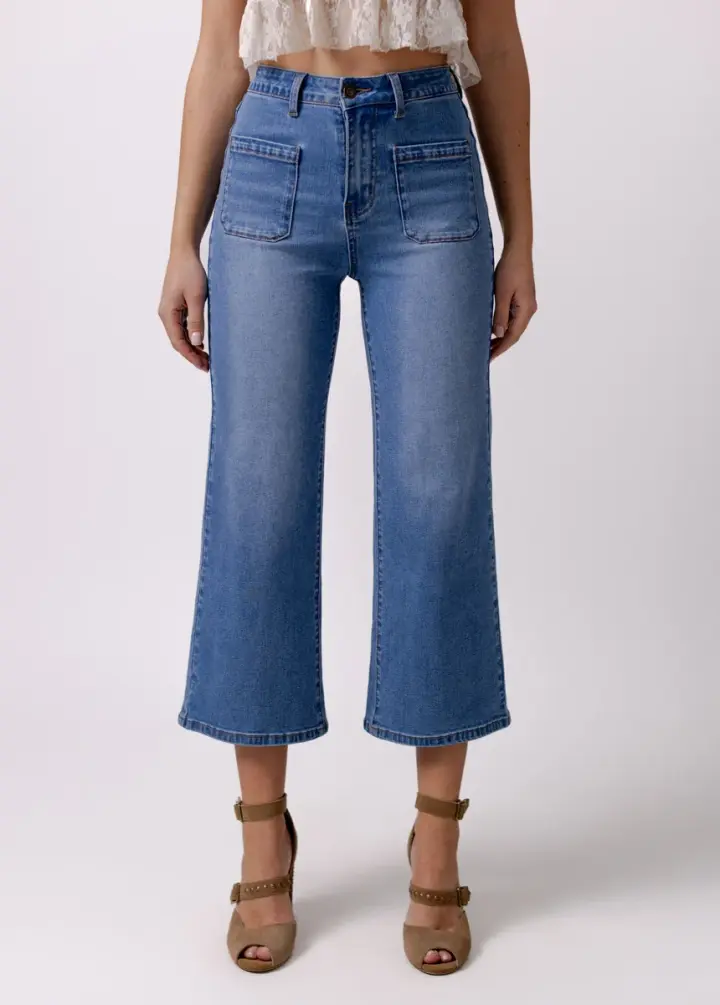 Avina Crop Denim in Light Indigo